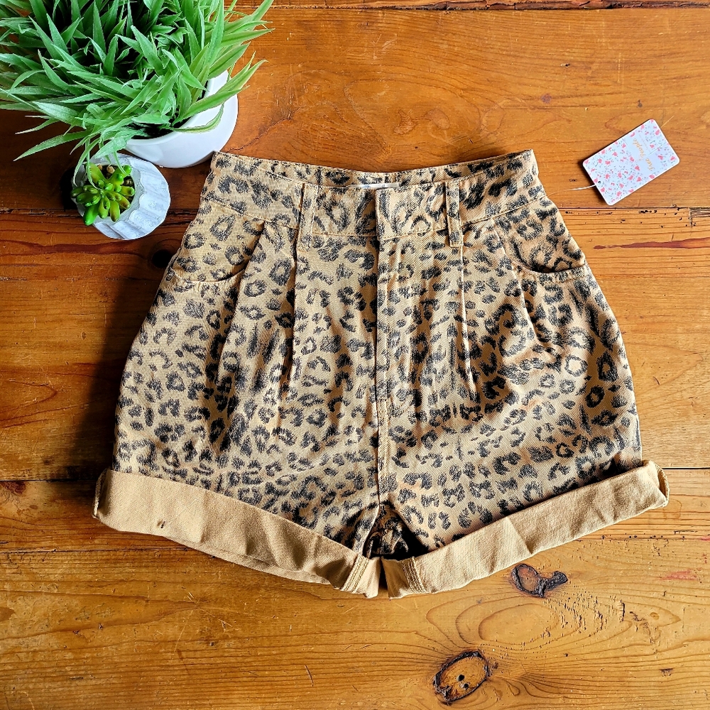 Free People Animal Print High Waisted Shorts